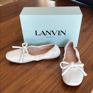 Lanvin White Flats with Signature Bow